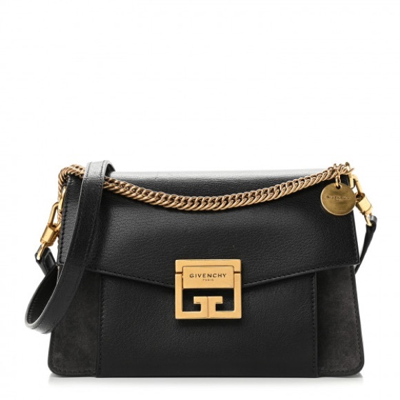 Goatskin Suede Shoulder Bag Black - Picture 1 of 10